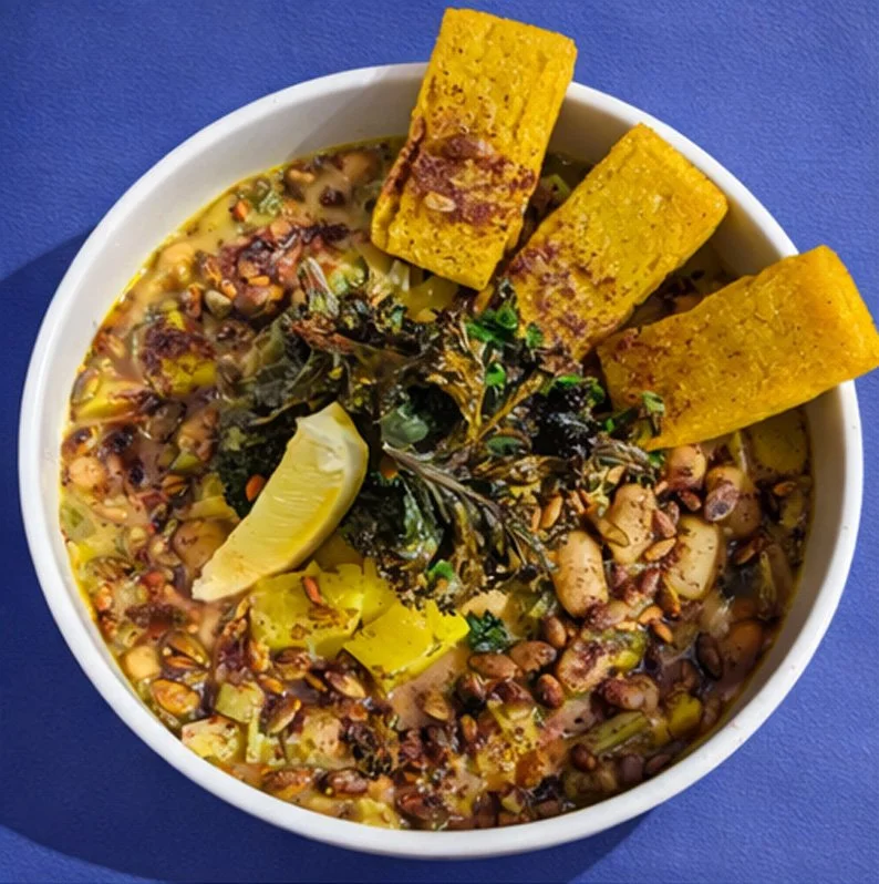 Butterbean, Leek & Basil Stew with Baked Polenta