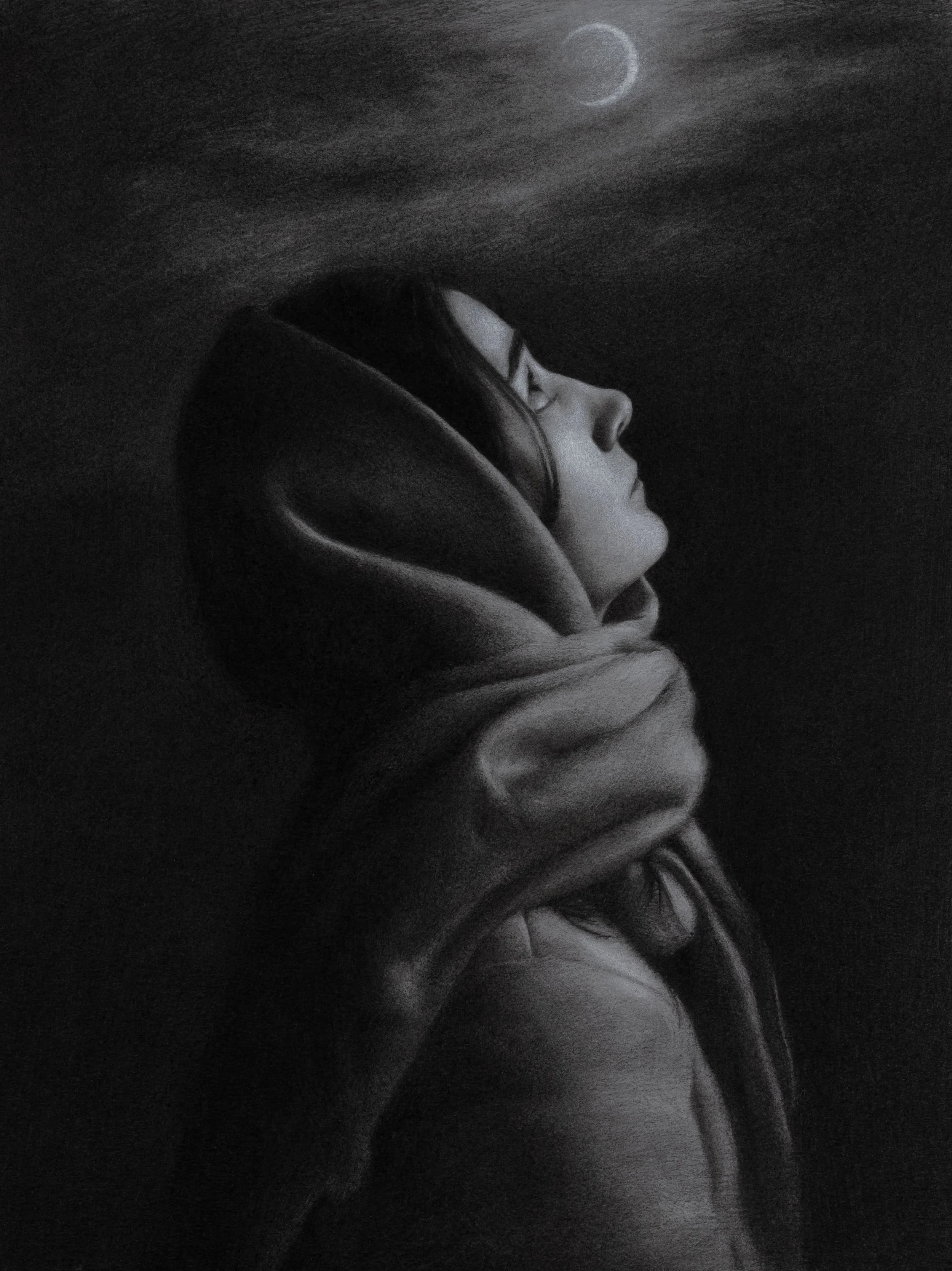 Hope, 2026, Chalk and charcoal on toned paper - 32 x 38 cm