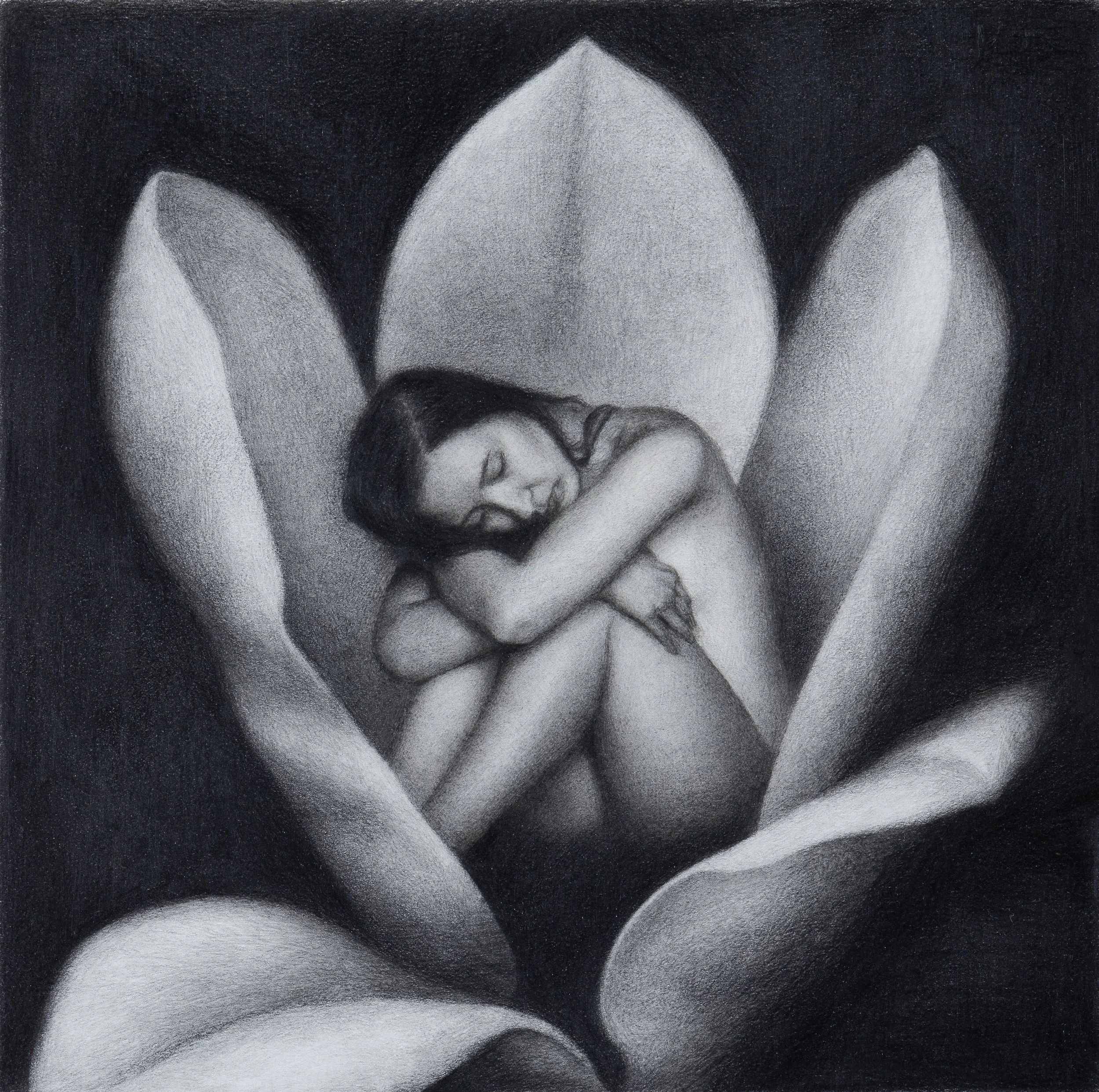 Awakening, 2025, Graphite on paper - 20 x 20 cm
