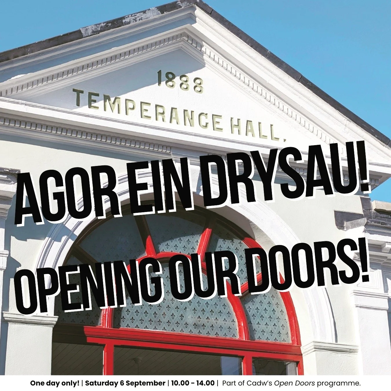 Agor ein Drysau | Opening our Doors

Saturday 6 September, 10:00-14:00

https://www.haverfordwestheritage.org.uk/news/opening-our-doors-once-more

One day only, as part of @cadwcymruwales #opendoors programme and the #haverfordwest Castle to Quayside