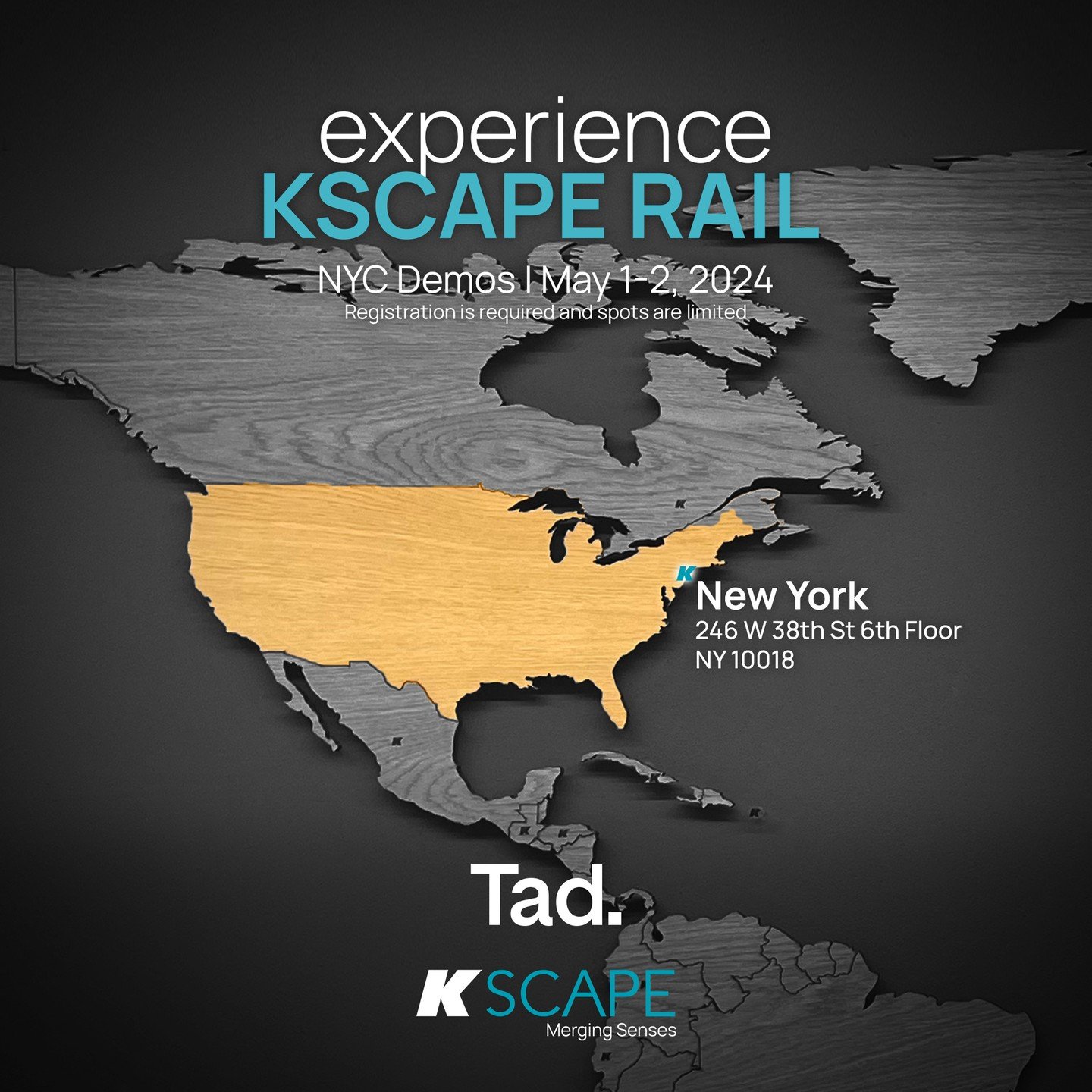 Join K-array USA for live demonstrations of the K SCAPE RAIL system on Wednesday, May 1st, and Thursday, May 2nd.

Registration is required and spots are limited, so be sure to secure your preferred time slot by registering today. DM us for a registr