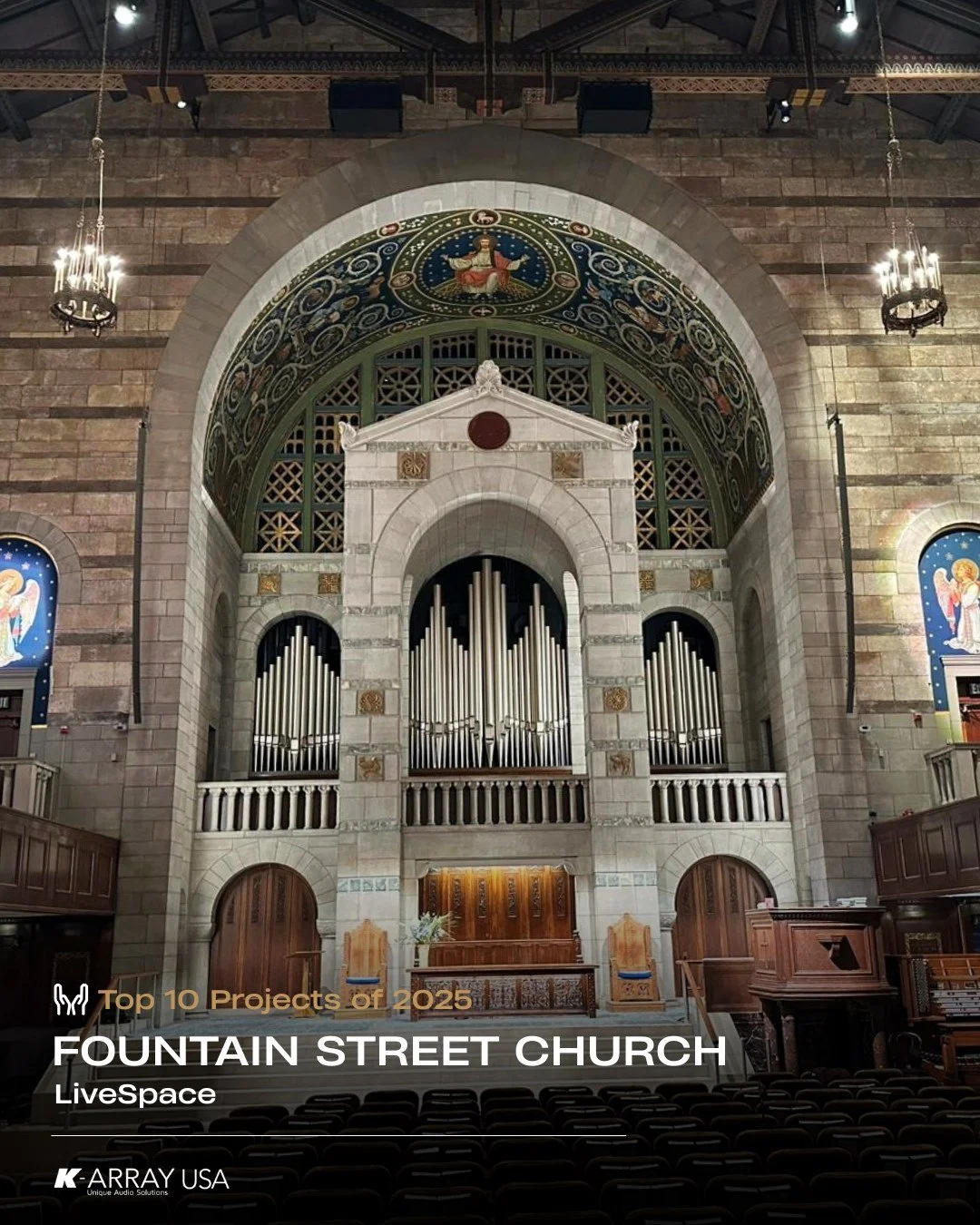 🏆️ TOP 2025 PROJECT!

🎶 Sound that fills history.

Fountain Street Church is now equipped with a world-class audio system designed to deliver exceptional clarity and coverage &mdash; while preserving the beauty of this iconic space. This installati