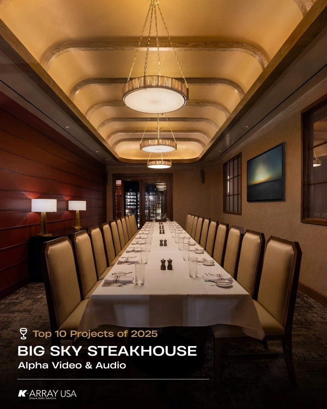 🏆️ 2025 TOP PROJECT

Last, but certainly not least, we want to highlight Big Sky Steakhouse as one of our top projects of 2025. This beautiful restaurant needed controlled dispersion, even coverage, and minimal audio spill between zones, so integrat