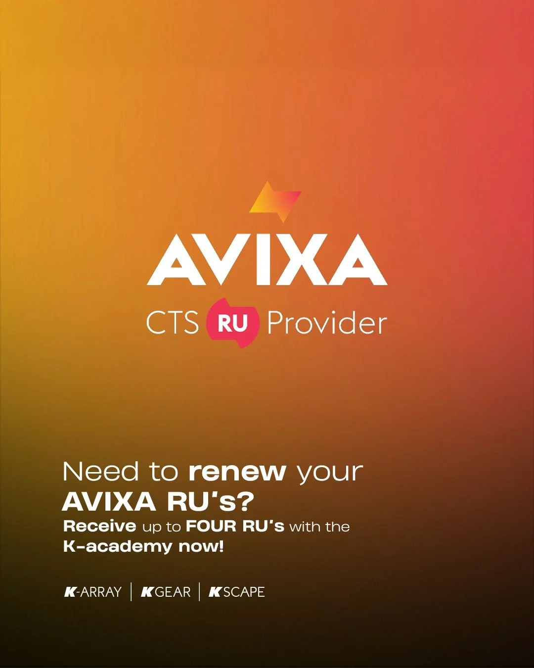 🎓 Who doesn't want to build their audio skills? This is your chance to renew your @AVIXA CTS and advance your audio expertise with free, on-demand K-array training. 

Each @K-array course gives you two AVIXA CTS Renewal Units and practical, project-