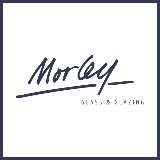Logo for Morley Glass & Glazing with the brand name in a handwritten style and a dark background.