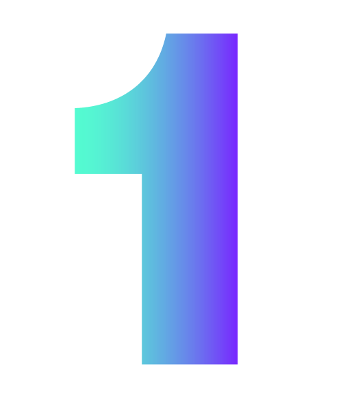 A gradient-colored number 1 with a gradient blue and purple fill.