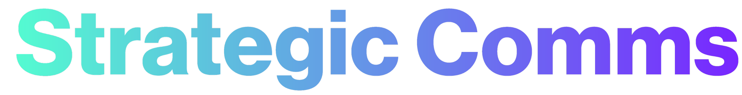 Word cloud with words like 'Strategy' and 'Communications' in bold, colorful fonts.