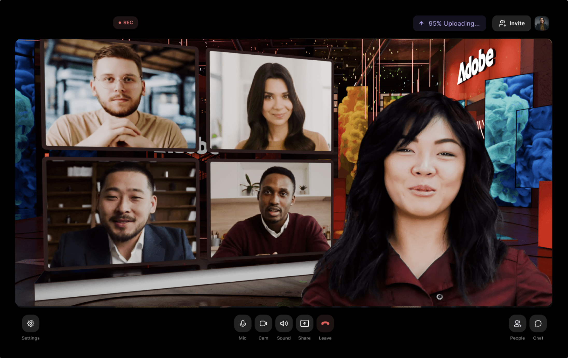 Screenshot of a virtual meeting with multiple participants on a video conferencing platform.