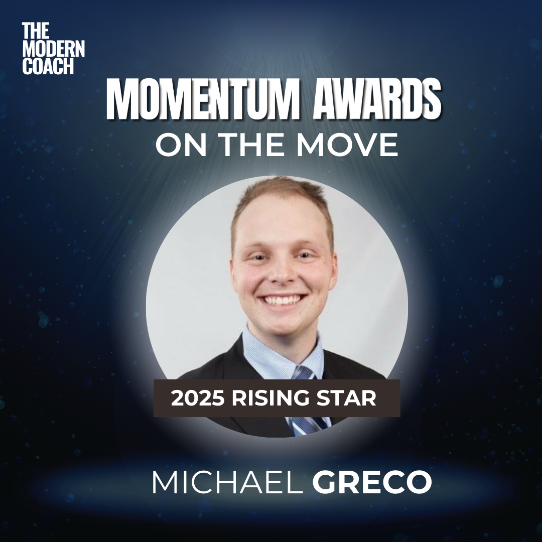 Michael Greco receiving the 2025 Rising Star Award for career coaching excellence.