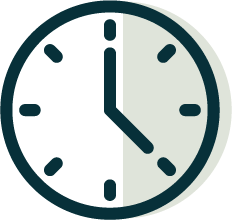 An analog clock showing 4:00, with a split display of dark and light green sections.