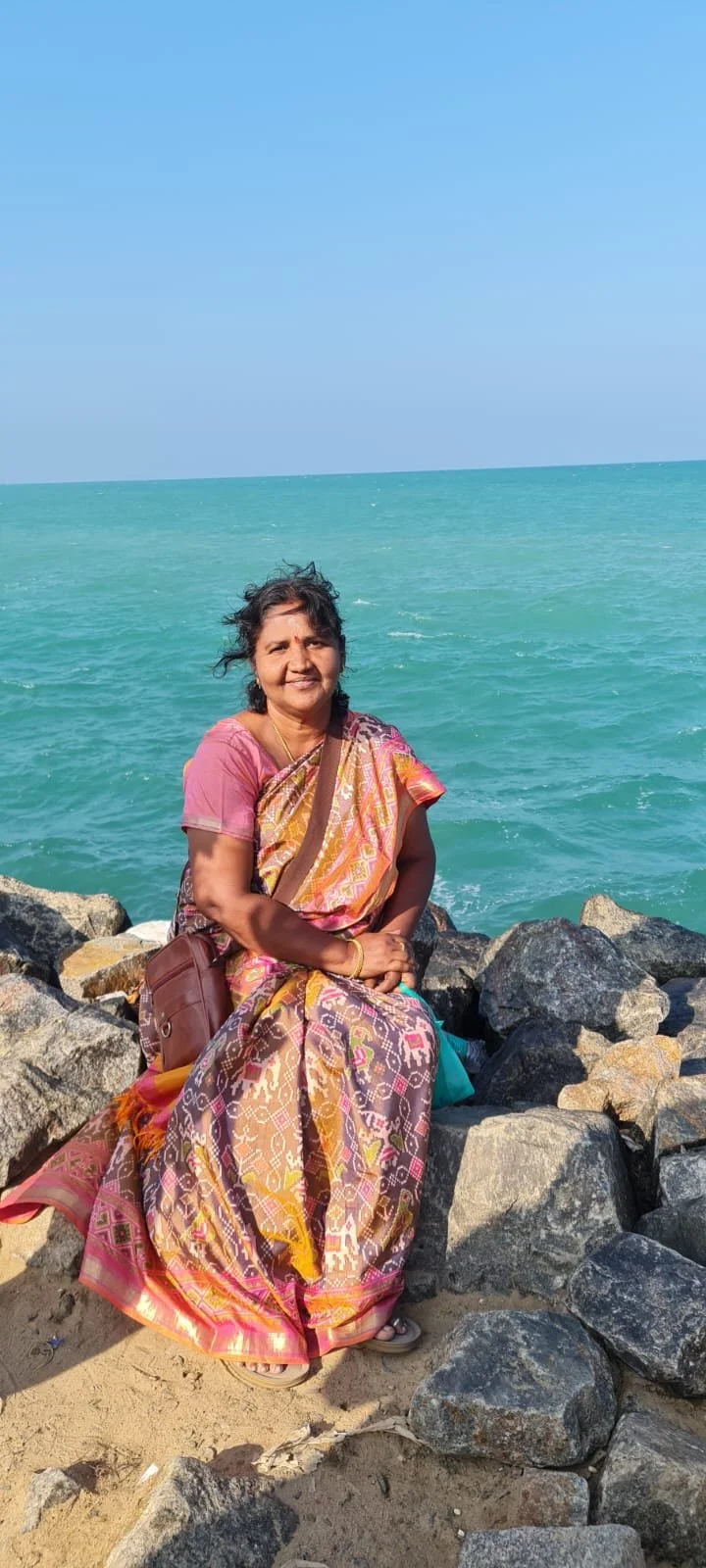 Shanthi at Dhanushkodi as she shared it for her 62nd birthday on Feb/02/2026.