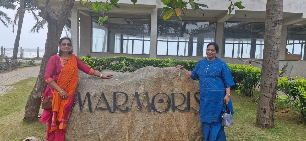 Celena and Sujatha at the Sea Breeze Resort.