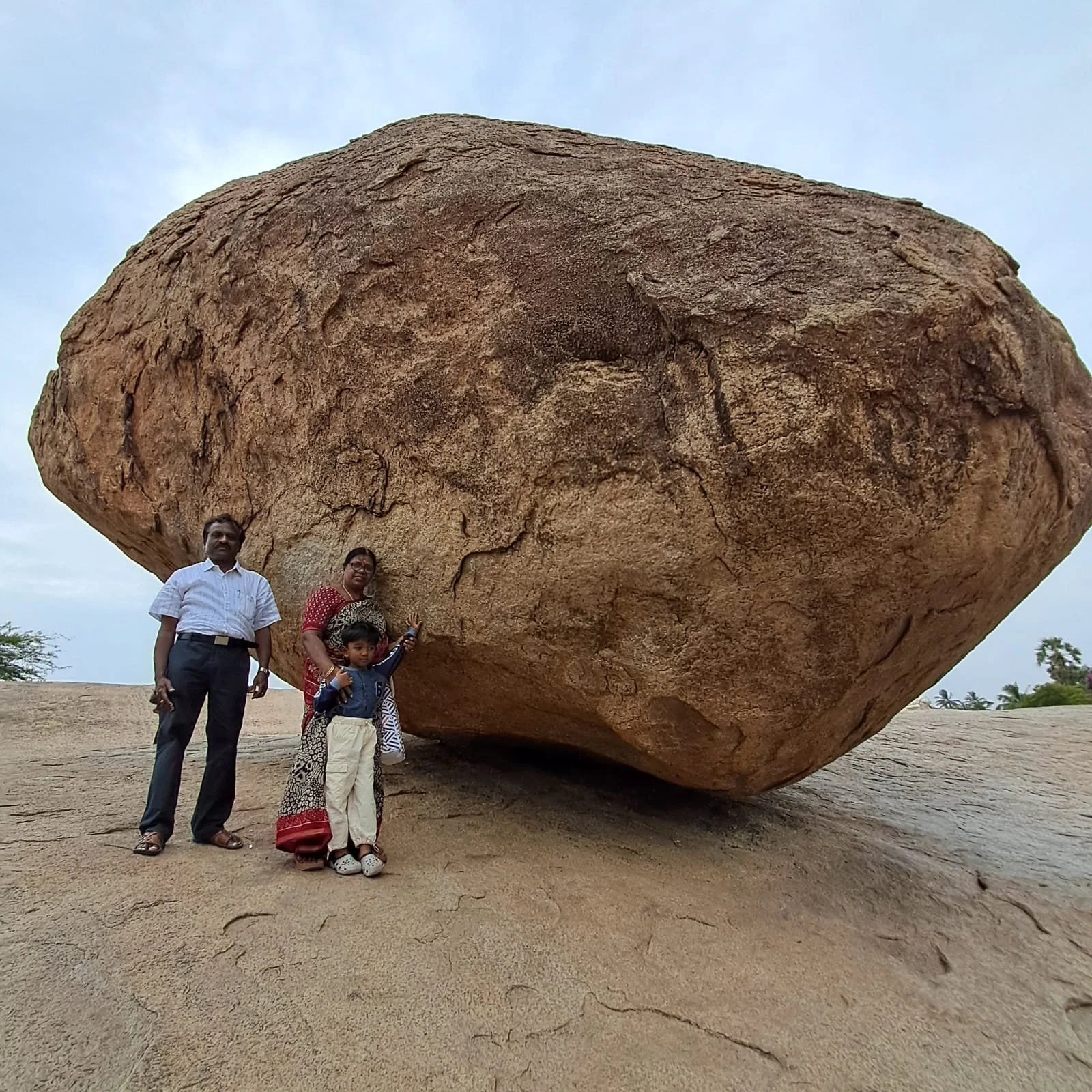 Parthasarathy with the big rock.