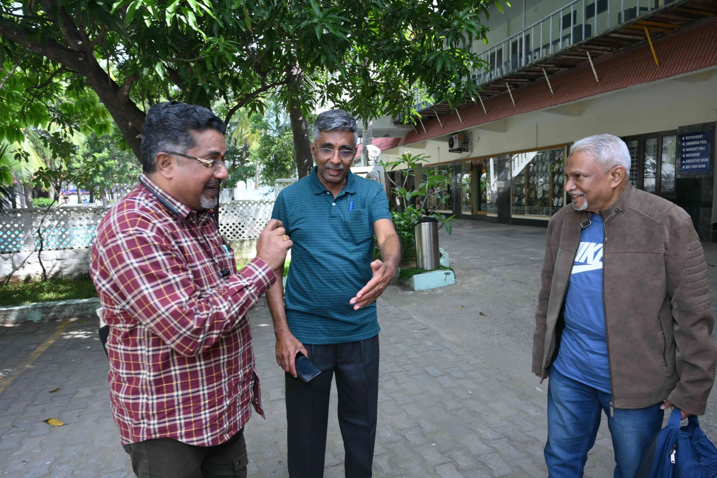 Manicks and Azeez arrive from Bangalore.