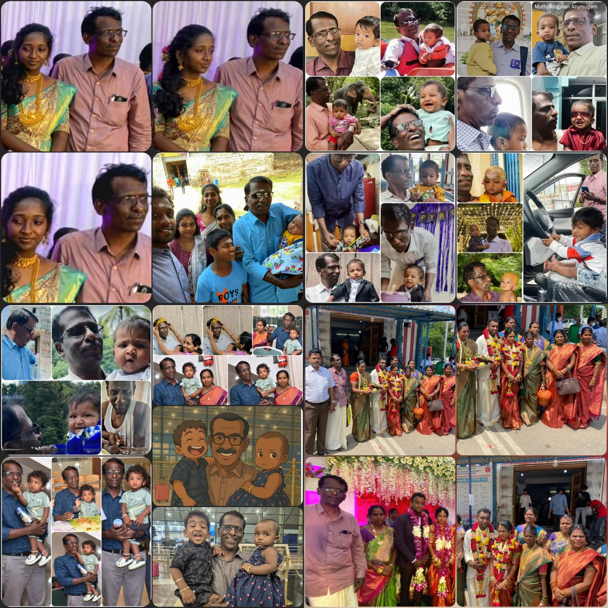 Pal's collage for Muthukrishnan + Mala's 33rd wedding anniversary on June/18/2025.
