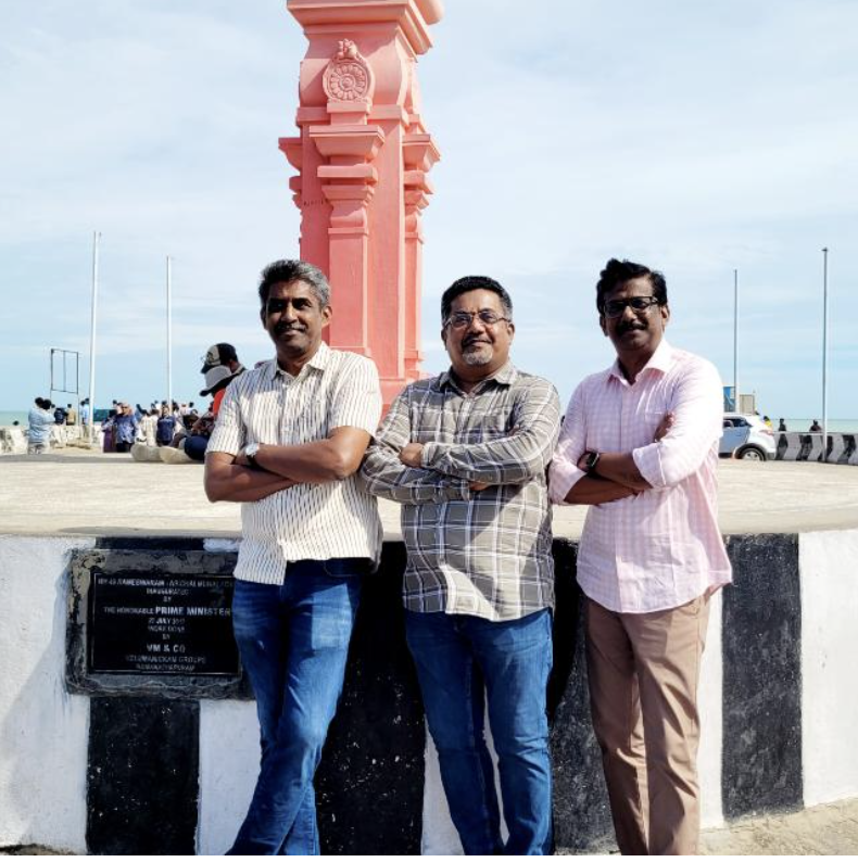 Three brothers (left to right) Saravanan, Manicks and Senthil at Dhanushkodi near Rameswaram.
