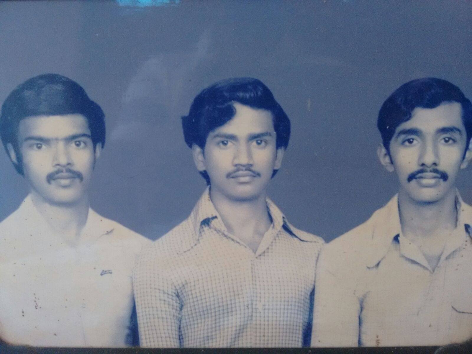 Lost and found friends: Sekar, Amuthan and Palanikumar (Did you guys go to a studio in Nellai to take this picture?)