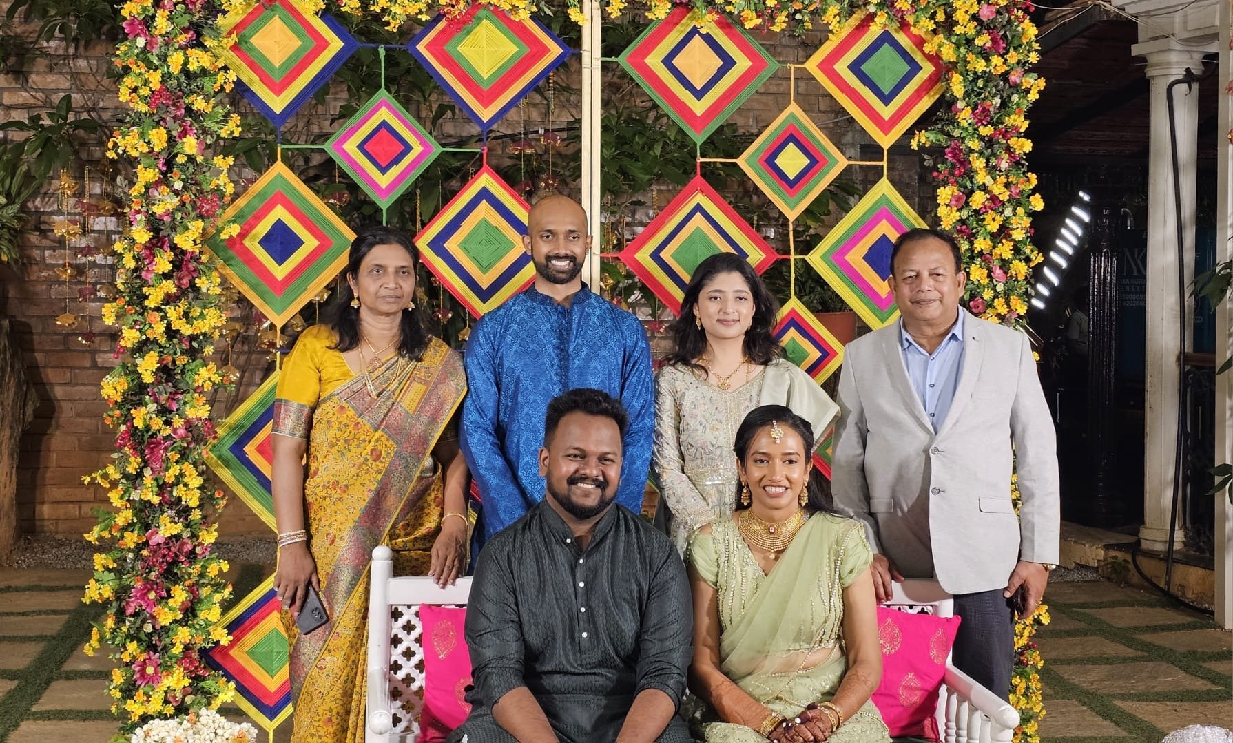 A complete family: Shajahan and Nigar with their son Tariq, his wife and their daughter Tasnim, her husband on Apr/02/2026.