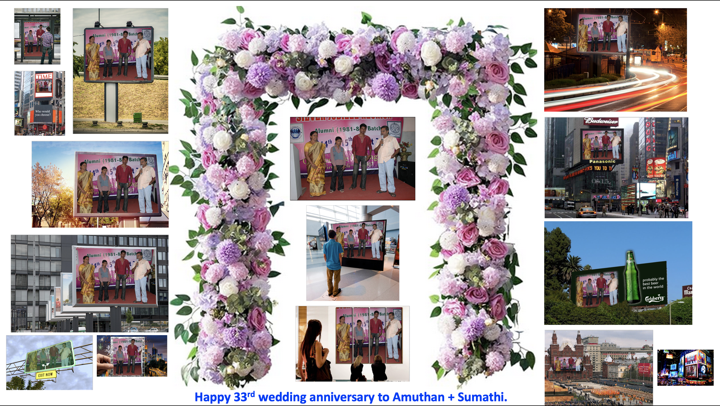 Senthil's greeting for Amuthan + Sumathi's 33rd wedding anniversary on Aug/19/2024.