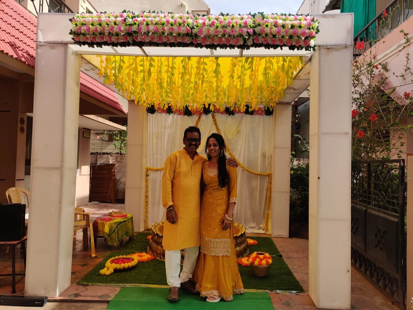 R.Ravindran + his dear wife Mythili at their daughter's wedding venue on Sep/04/2025.
