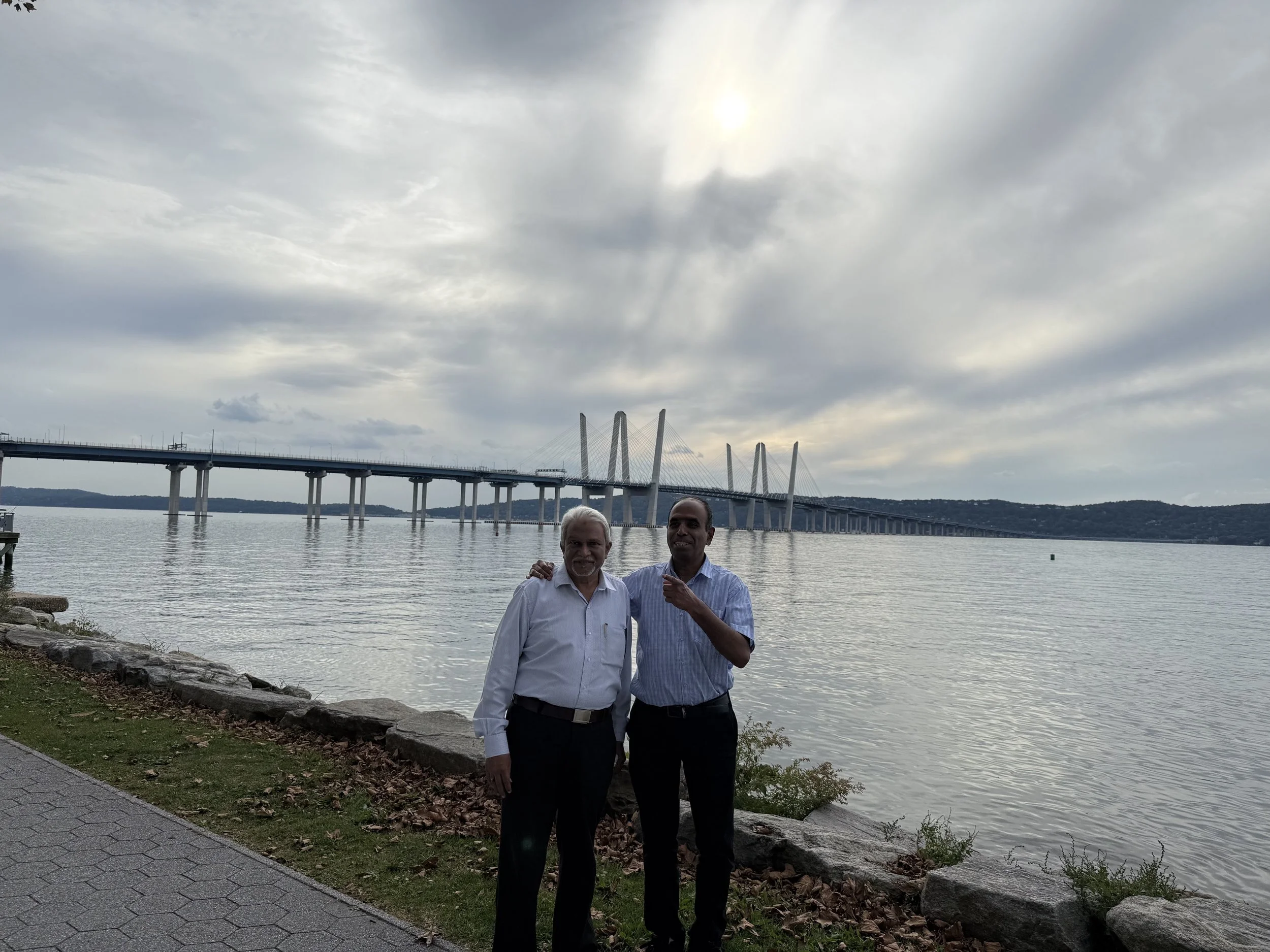 Azeez and Senthil at the Hudson River in Tarrytown, NY on Sep/27/2025.