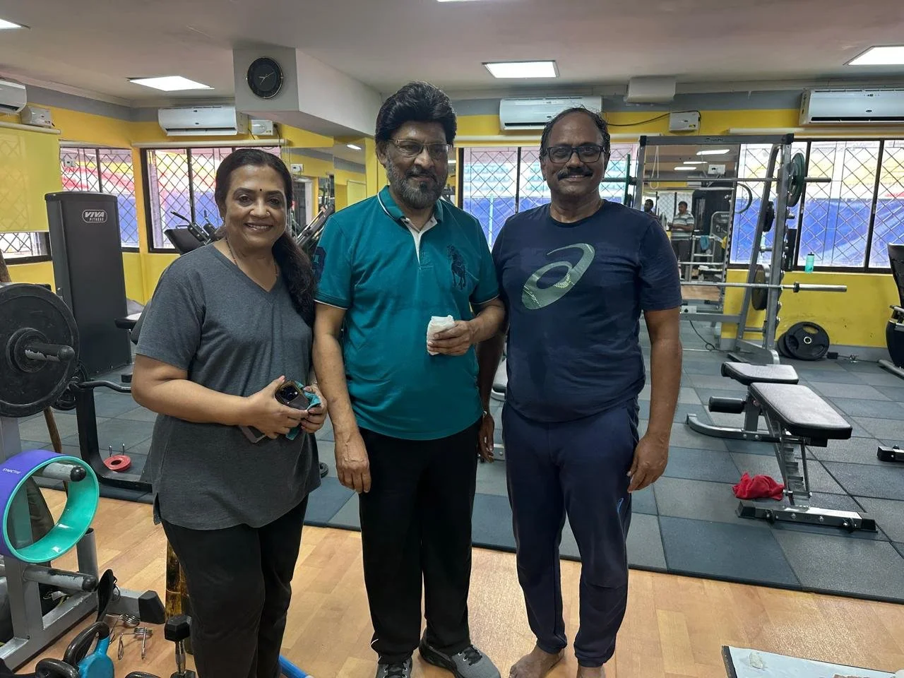 1000Raja with the actor Bhagyaraj and his wife Poornima Jayaram on Jan/14/2026 at their regular gym.