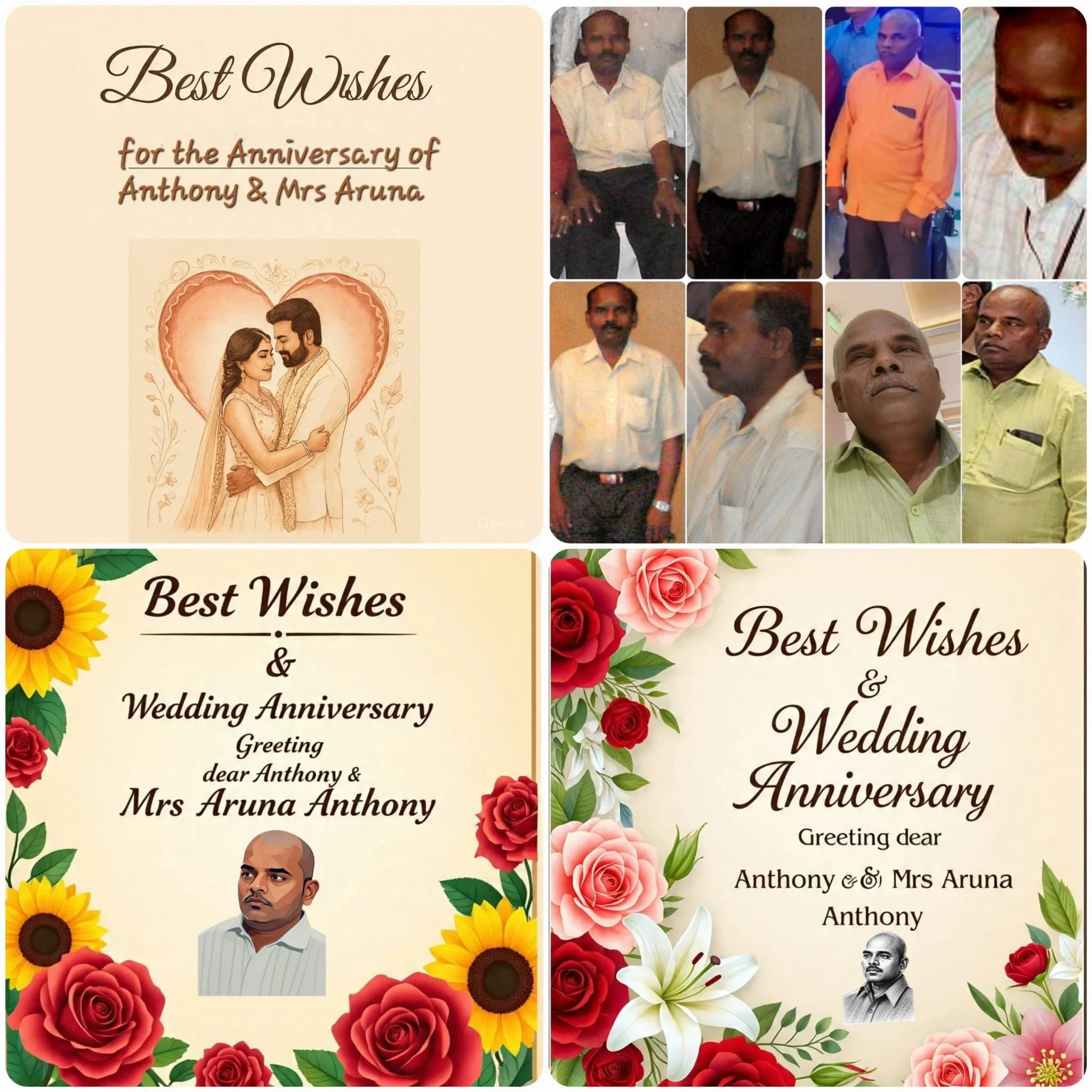 Pal's collage for Antony + Aruna's 39th wedding anniversary on Sep/15/2025.