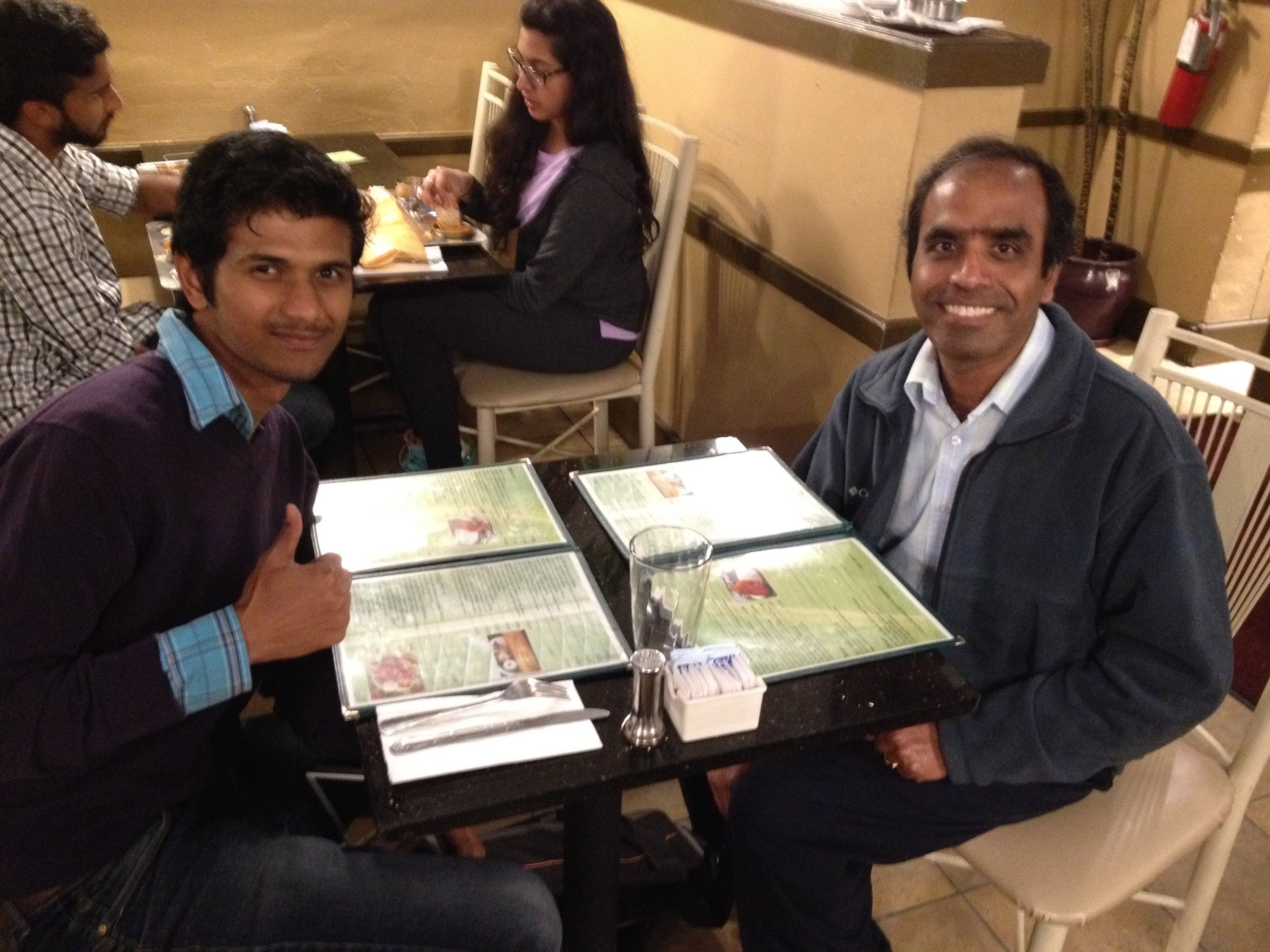 Senthil meeting Murugesan's son Sugeerth at UC Davis in California.