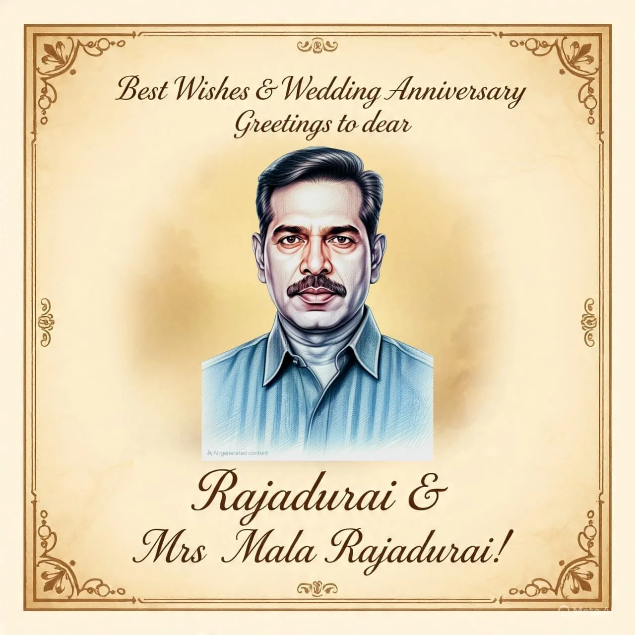 Pal's greeting for Rajadurai + Mala's 34th wedding anniversary on July/14/2025.