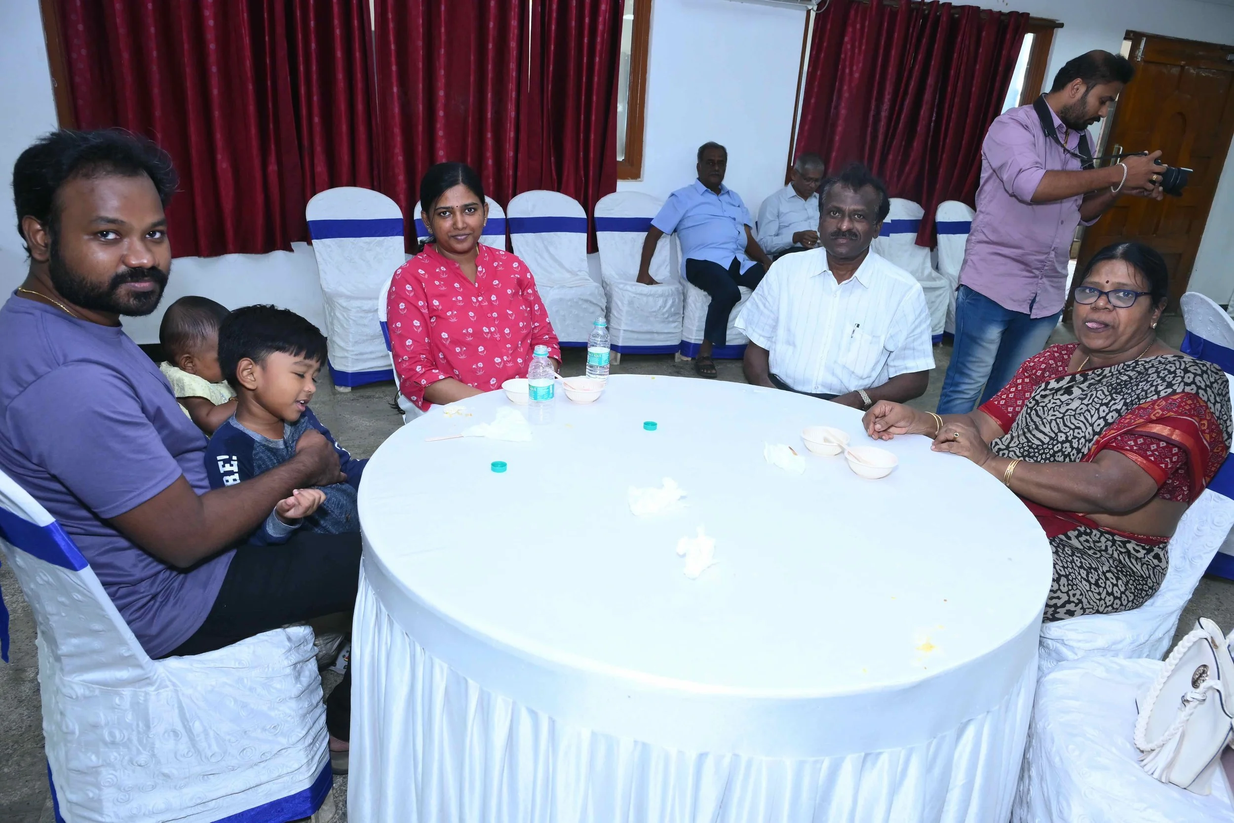 Partha and family ready to go home which is not very far.