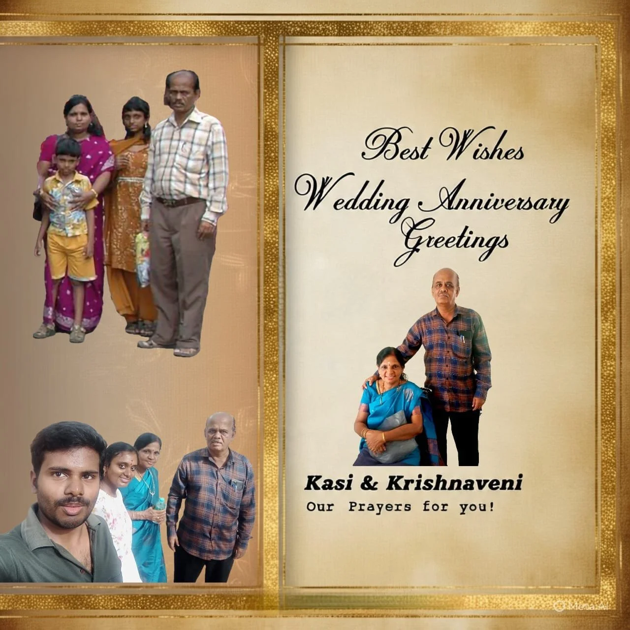 Pal's collage for Kasi + Krishnaveni's 27th wedding anniversary on Jul/06/2025.