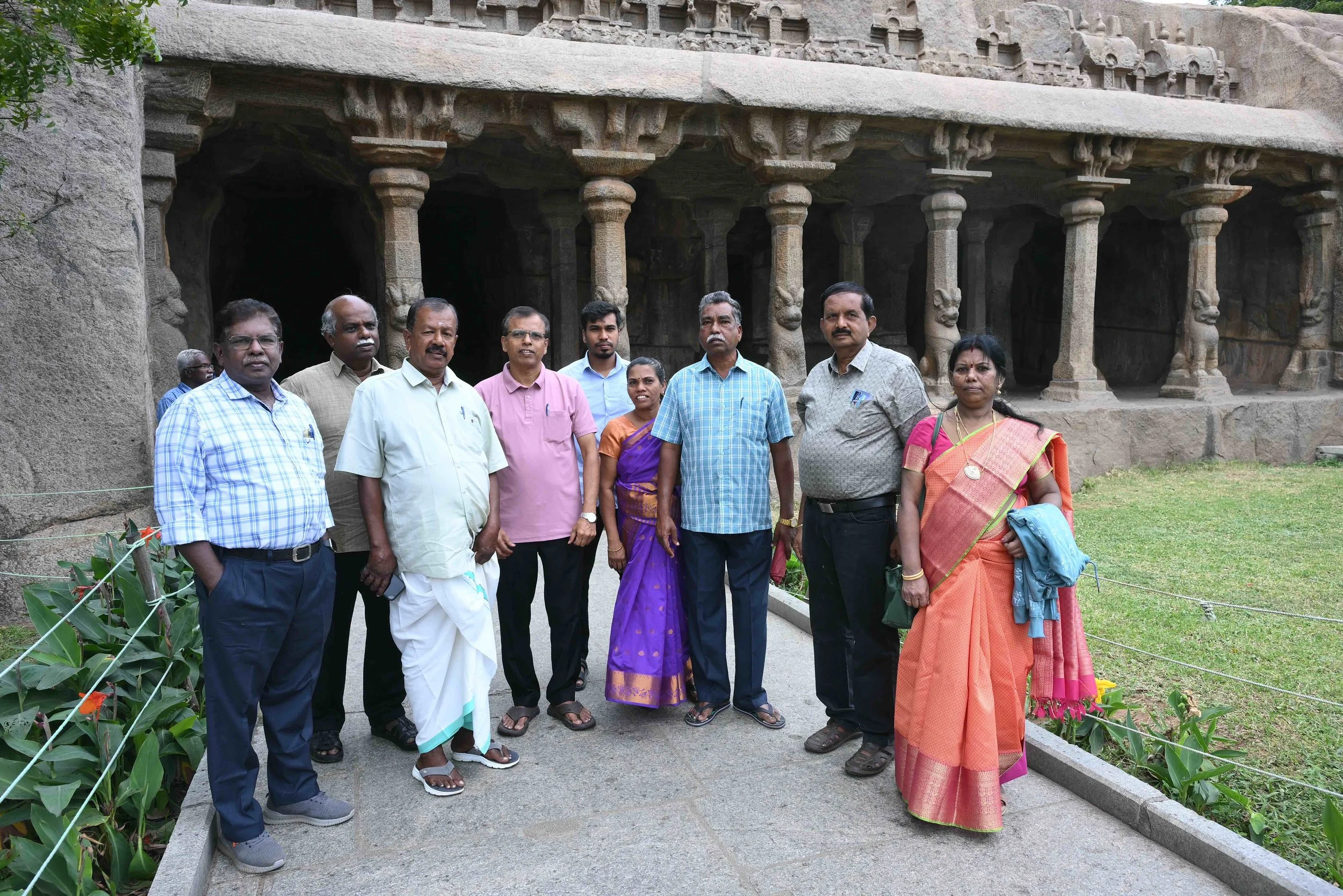 Lekshmanan with his Thamizh traditional dress leads the group.