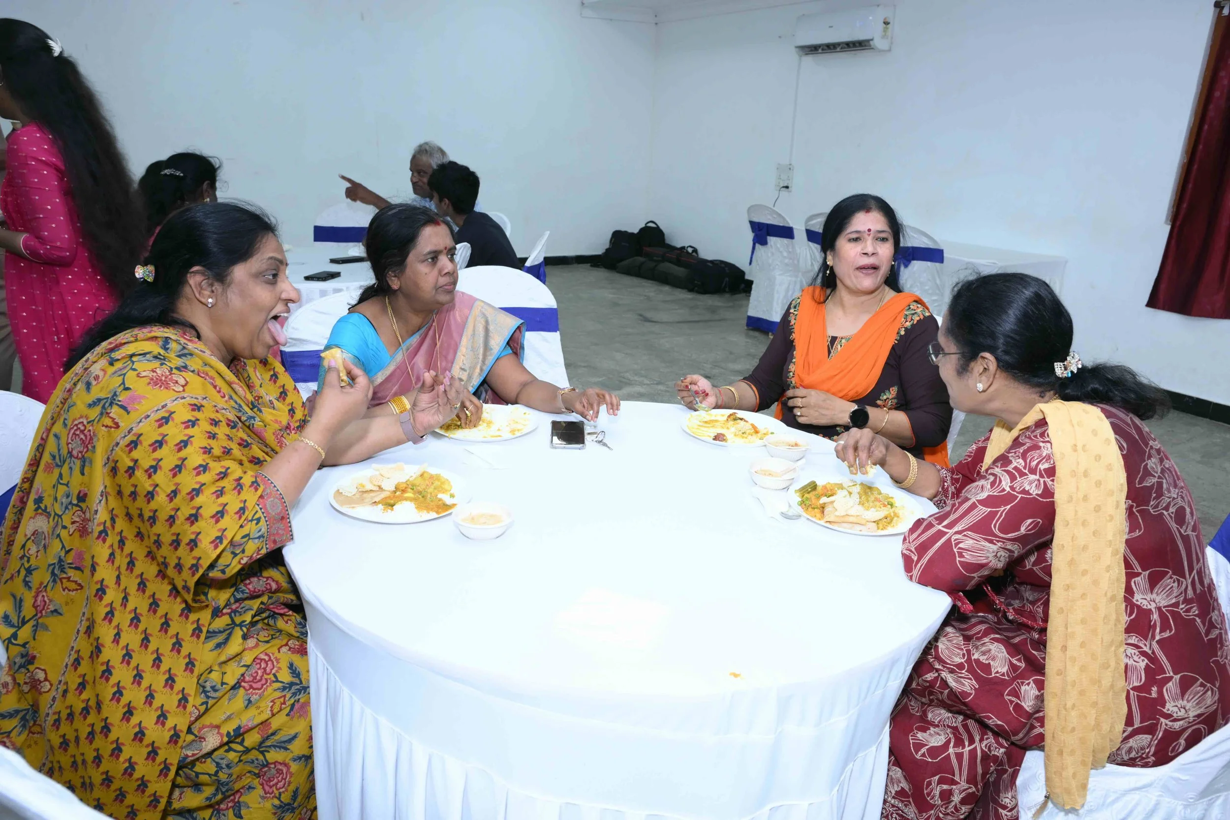 The big four Sujatha, Latha, Kanaga and Celena plan for the day ahead.