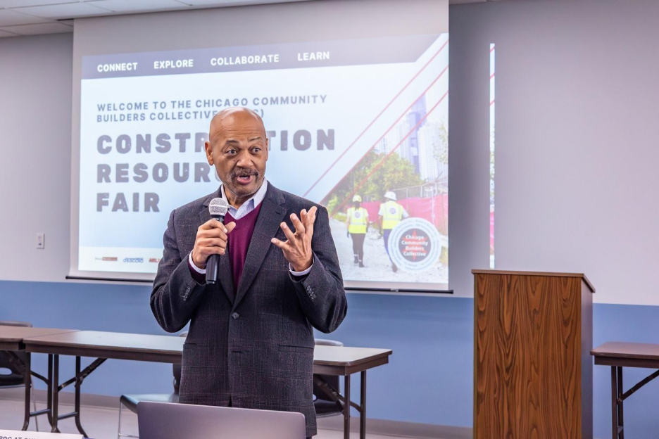  Ernest Brown, CCBC joint venture partner and President of Brown &amp; Momen, offered encouragement to attendees to pursue their dream of working in the construction industry.&nbsp; 