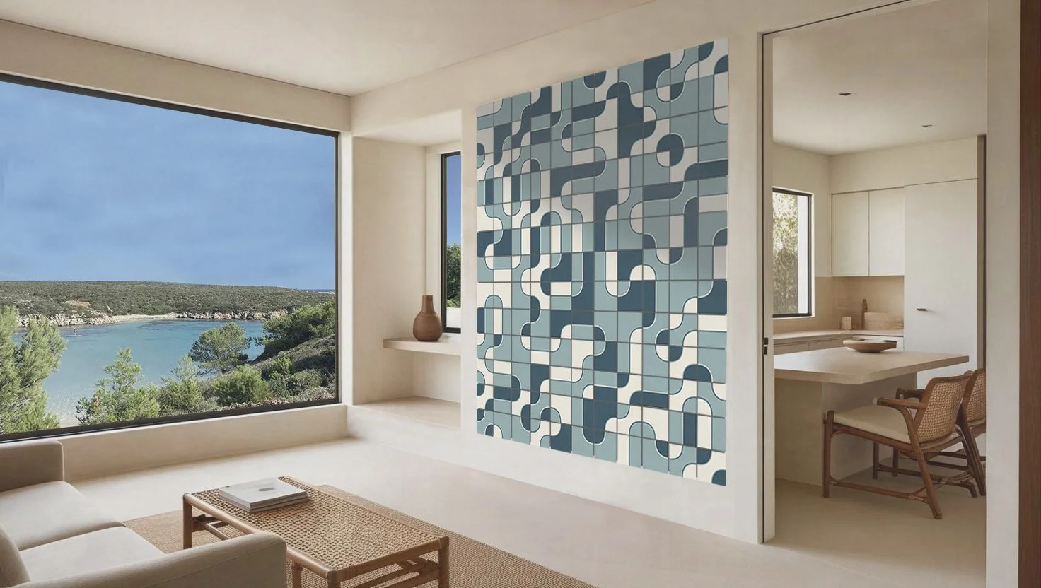 Case study of a tiled wall installation with Giorgios tiles.
