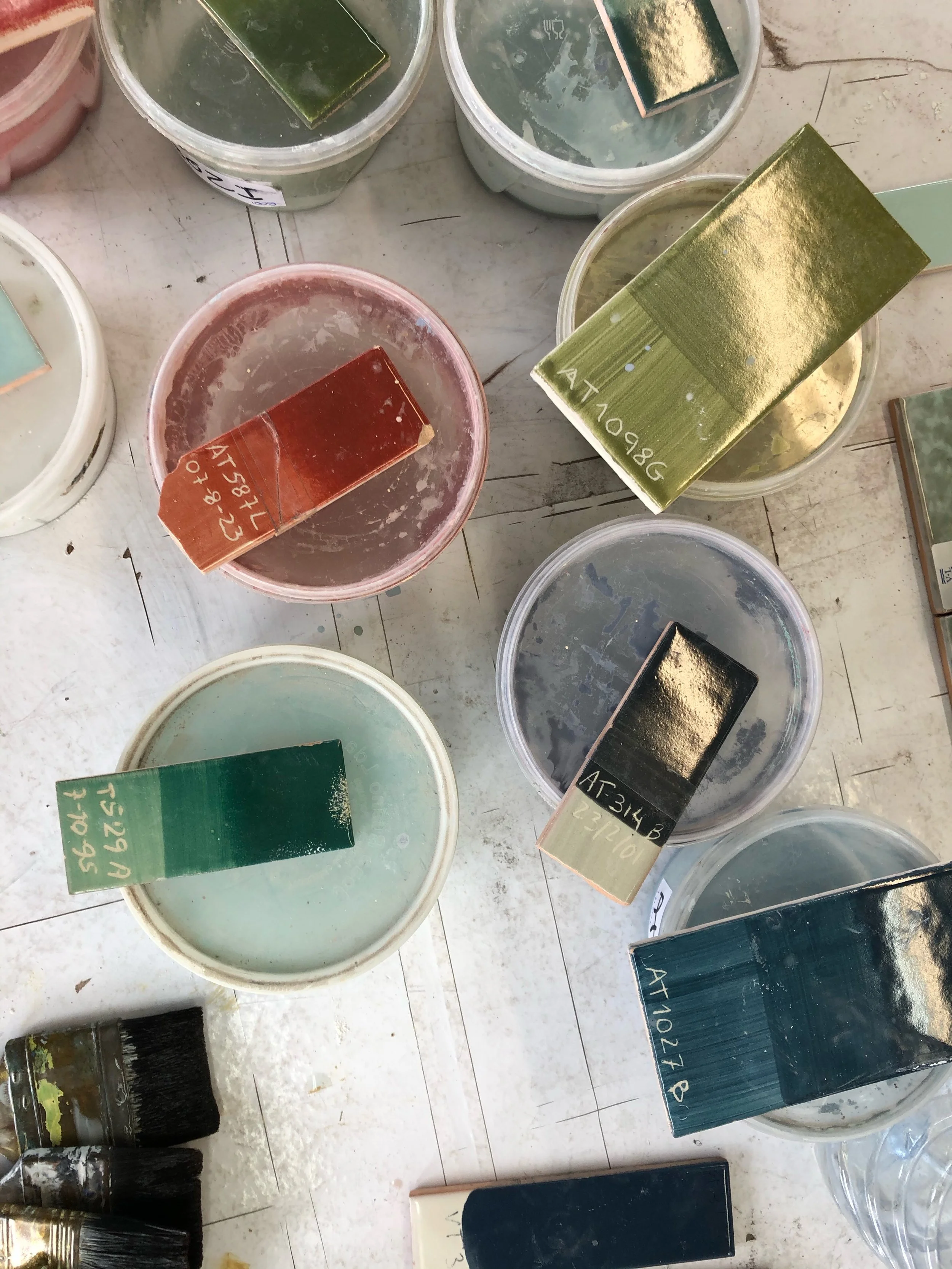Image of glazes to paint tiles.