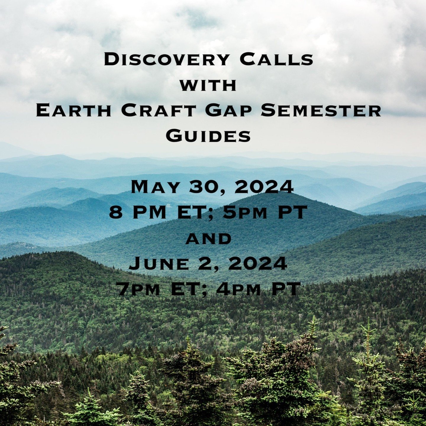 Two discovery calls with our Earth Craft Guides!
May 30 and June 2 on Zoom.

Register and receive the link.

May 30, 2024 08:00 PM Eastern Time (US and Canada) 

Register in advance for this meeting:
https://us02web.zoom.us/meeting/register/tZUrc-ihr