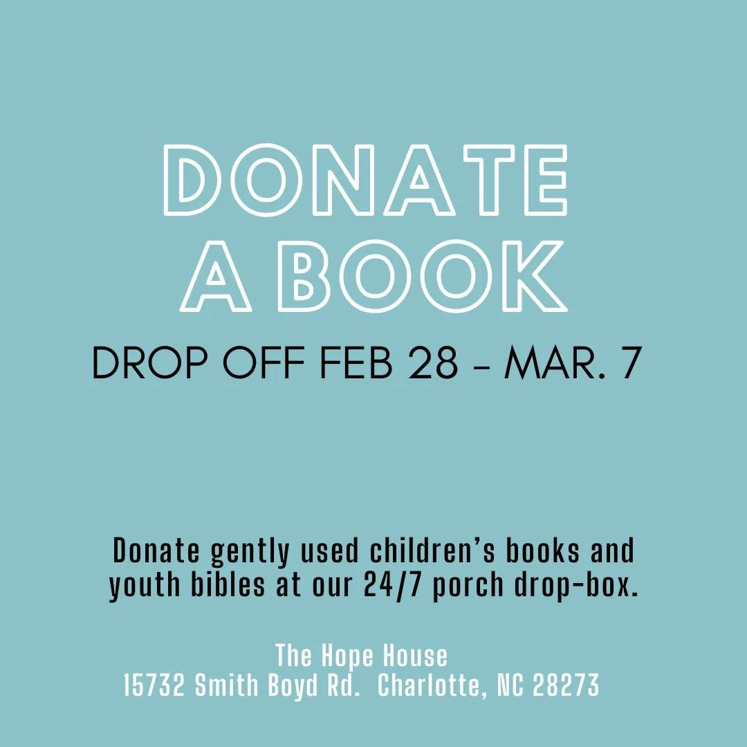 Donate your gently used children's books and youth bibles to help build school libraries in Ghana!  Drop off at our 24/7 front porch book bin at the Give Hope Headquarters February 28th- March 7th. 

#donateabookcharlotte #charlottevolunteeropportuni