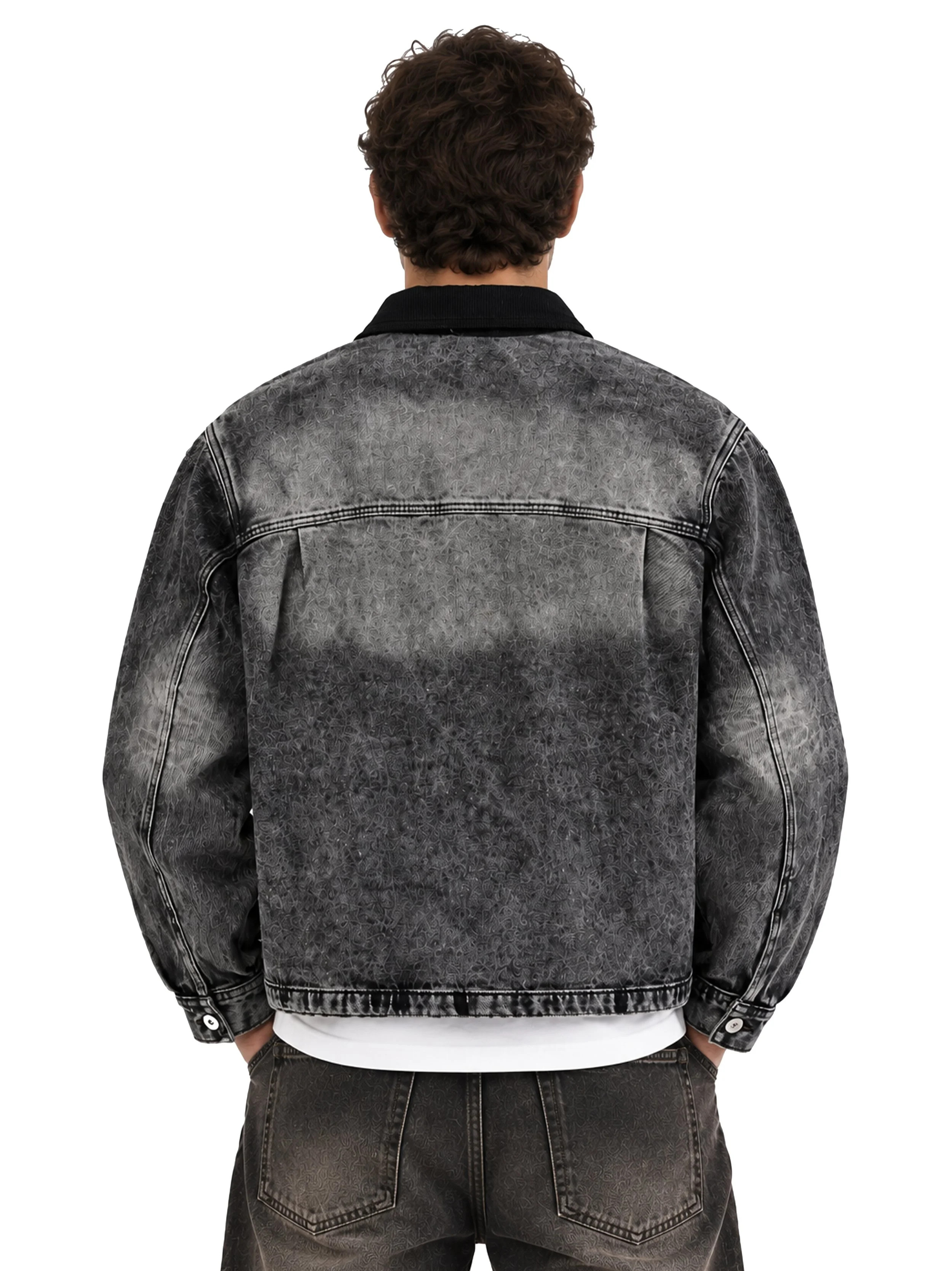 Black Acid Wash Denim Jacket