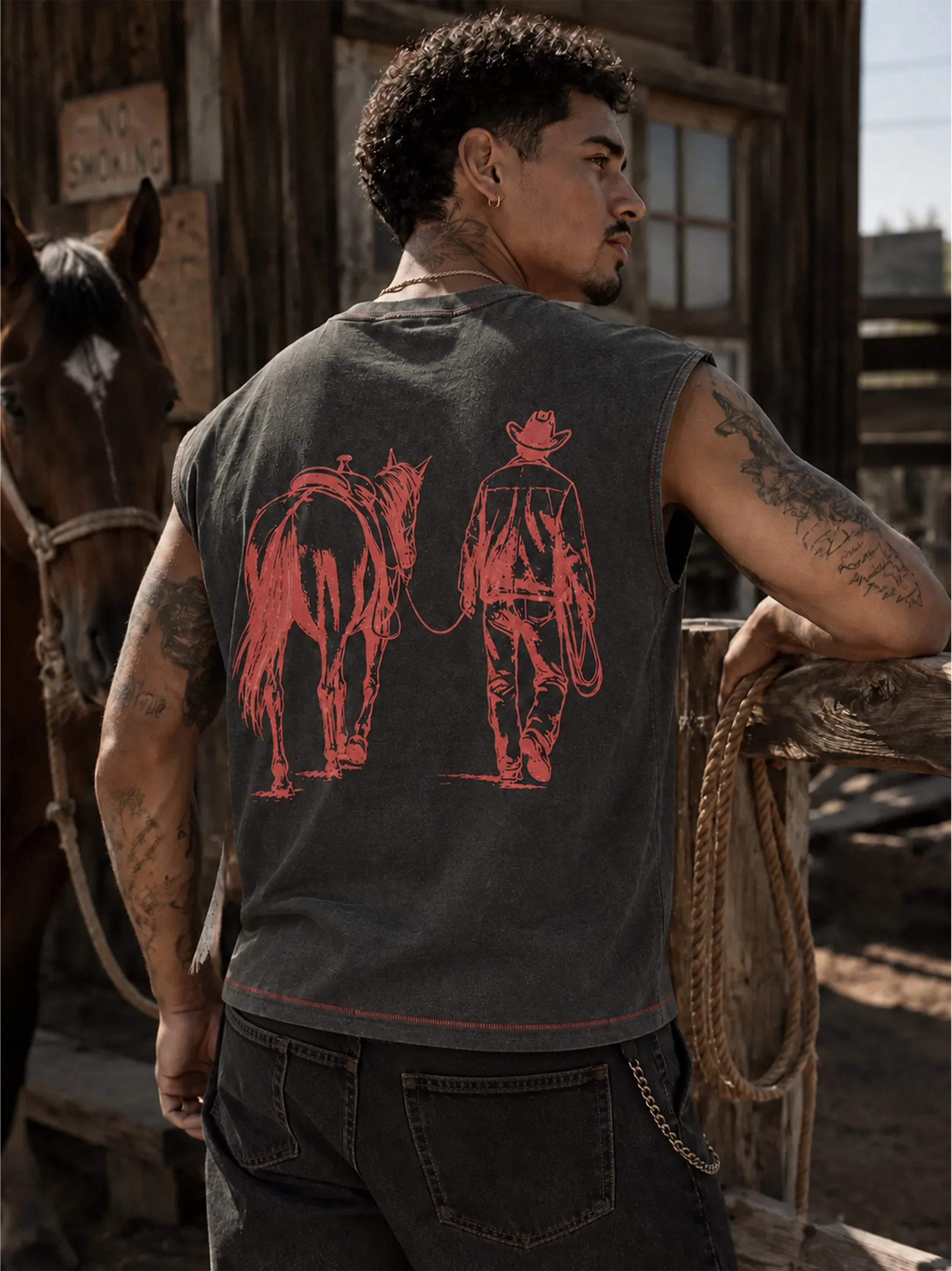 Sunset Cowboy Vintage Washed Muscle Tee Shirt_0003_B.jpg