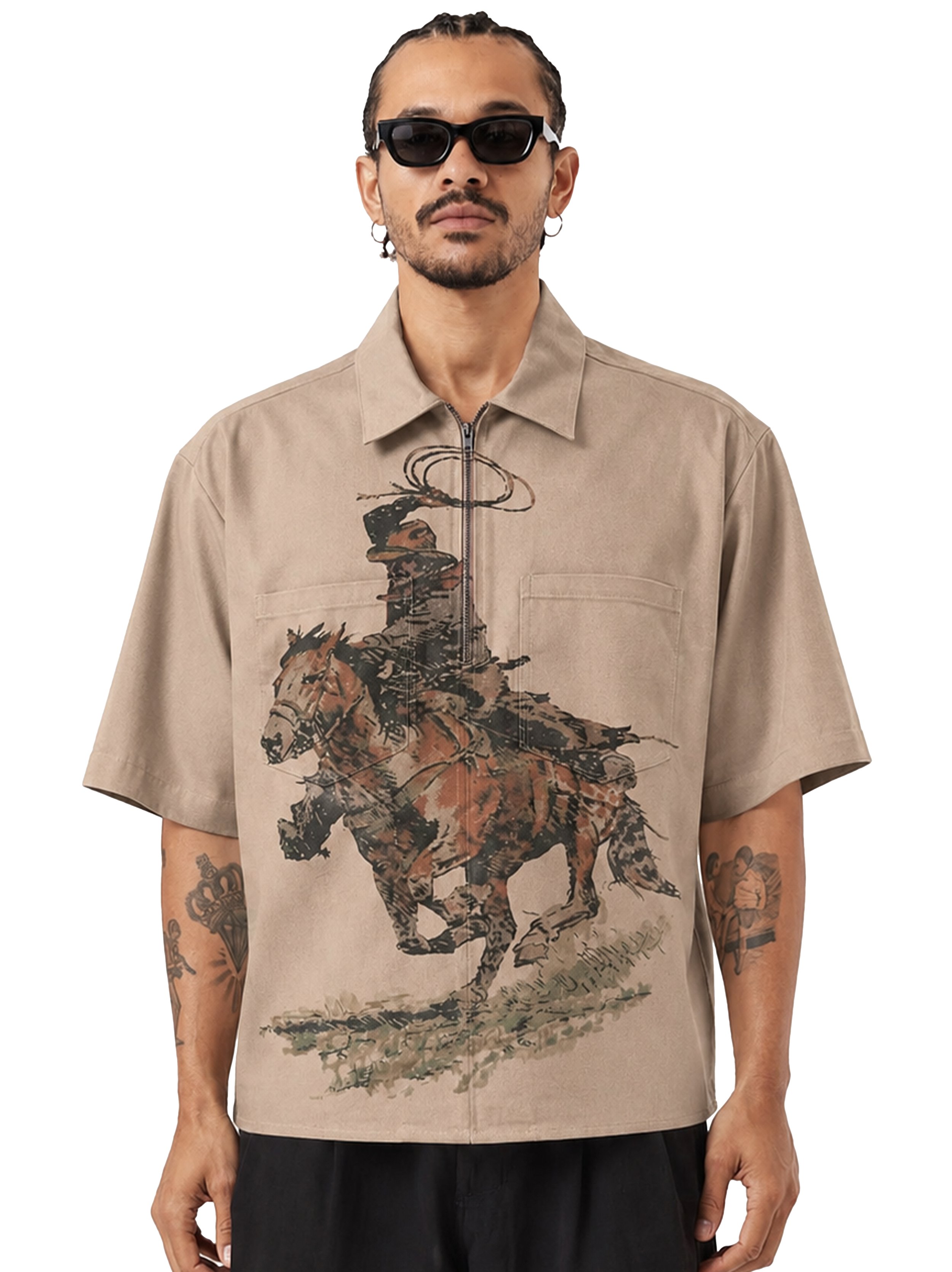 “Get after it” Cowboy Zip Up Work Shirt