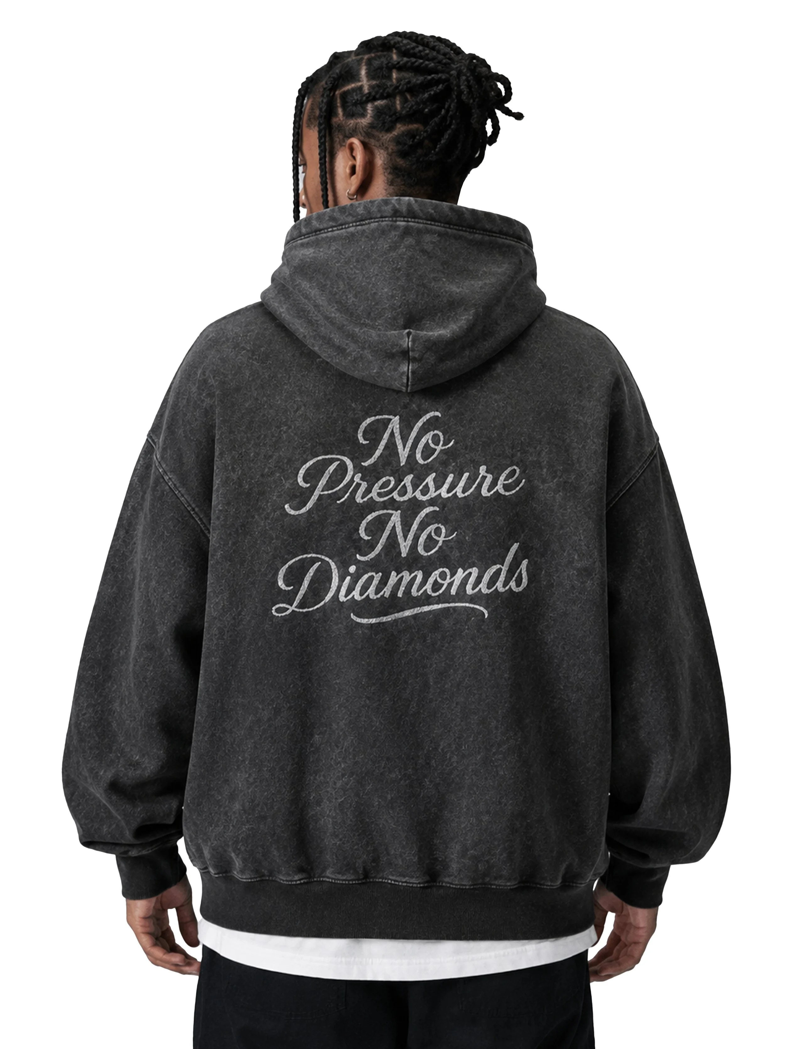 No Pressure, No Diamonds Premium Acid Wash Hoodie