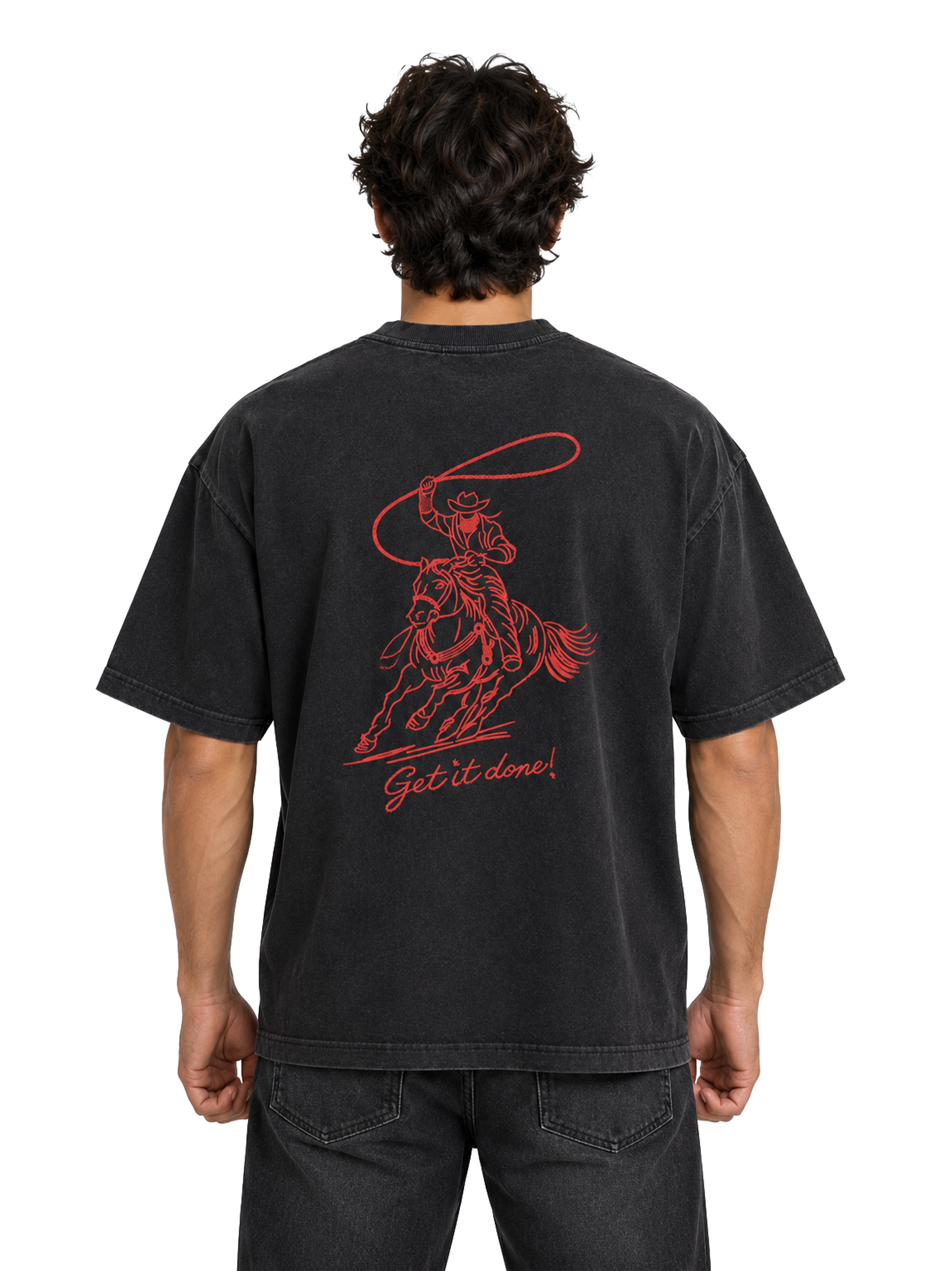"Get It Done" Cowboy Vintage Washed Tee Shirt