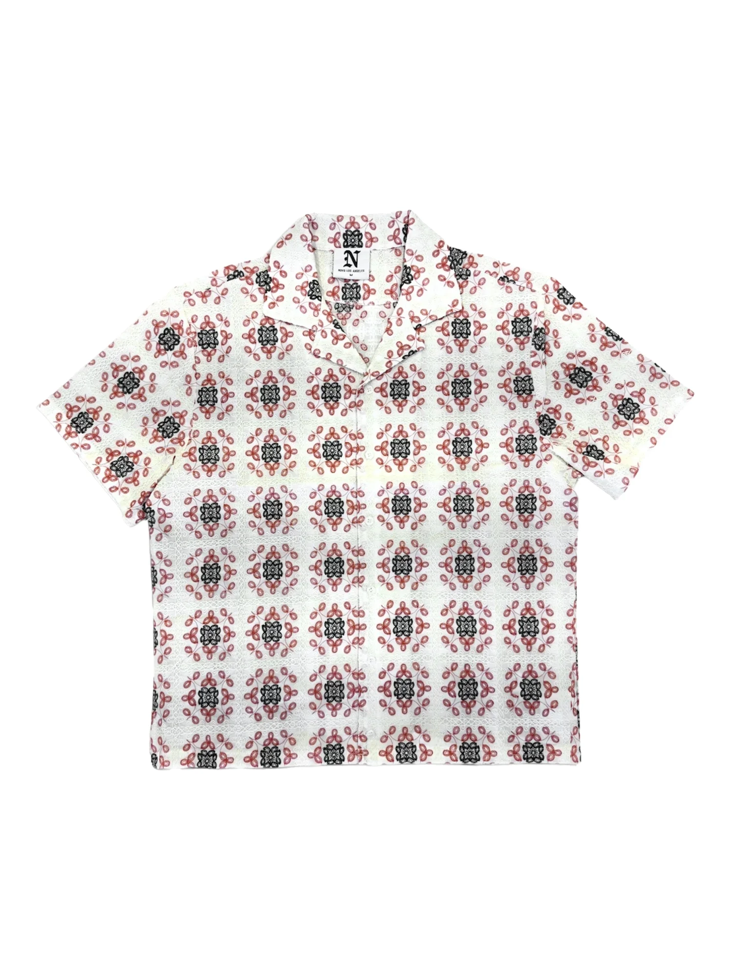 Cream Embroidered Mosaic Collar Shirt