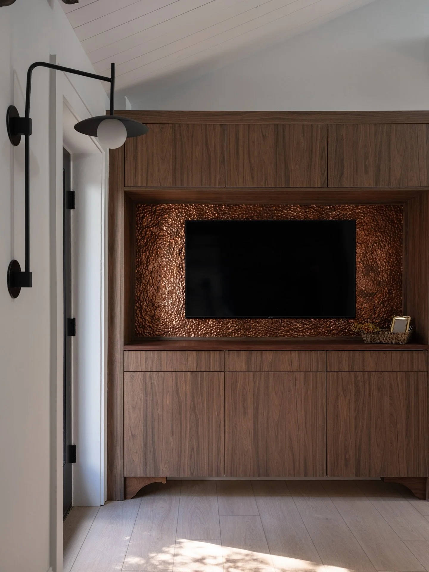 We thought we&rsquo;d found the perfect textured wallpaper for this moment. Sample came in and&hellip; to put it simply, it was not the vibe.

So we pivoted. Real copper flashing, hand worked to get that texture, and honestly it ended up way better t