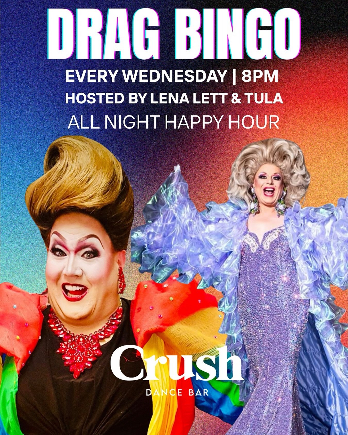 The queens @empresslena and @the_lady_tula are back tonight at 8PM for some Bingo! Don&rsquo;t miss out plus all night happy hour 🏳️&zwj;🌈