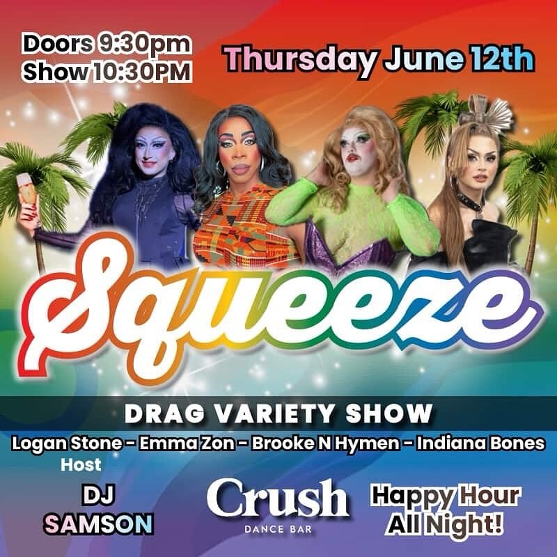 Tonight is Squeeze! Show at 10:30PM and all night happy hour! 🍹