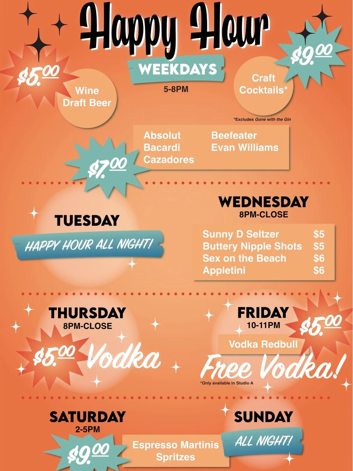 Specials for you every day of the week! 🧡