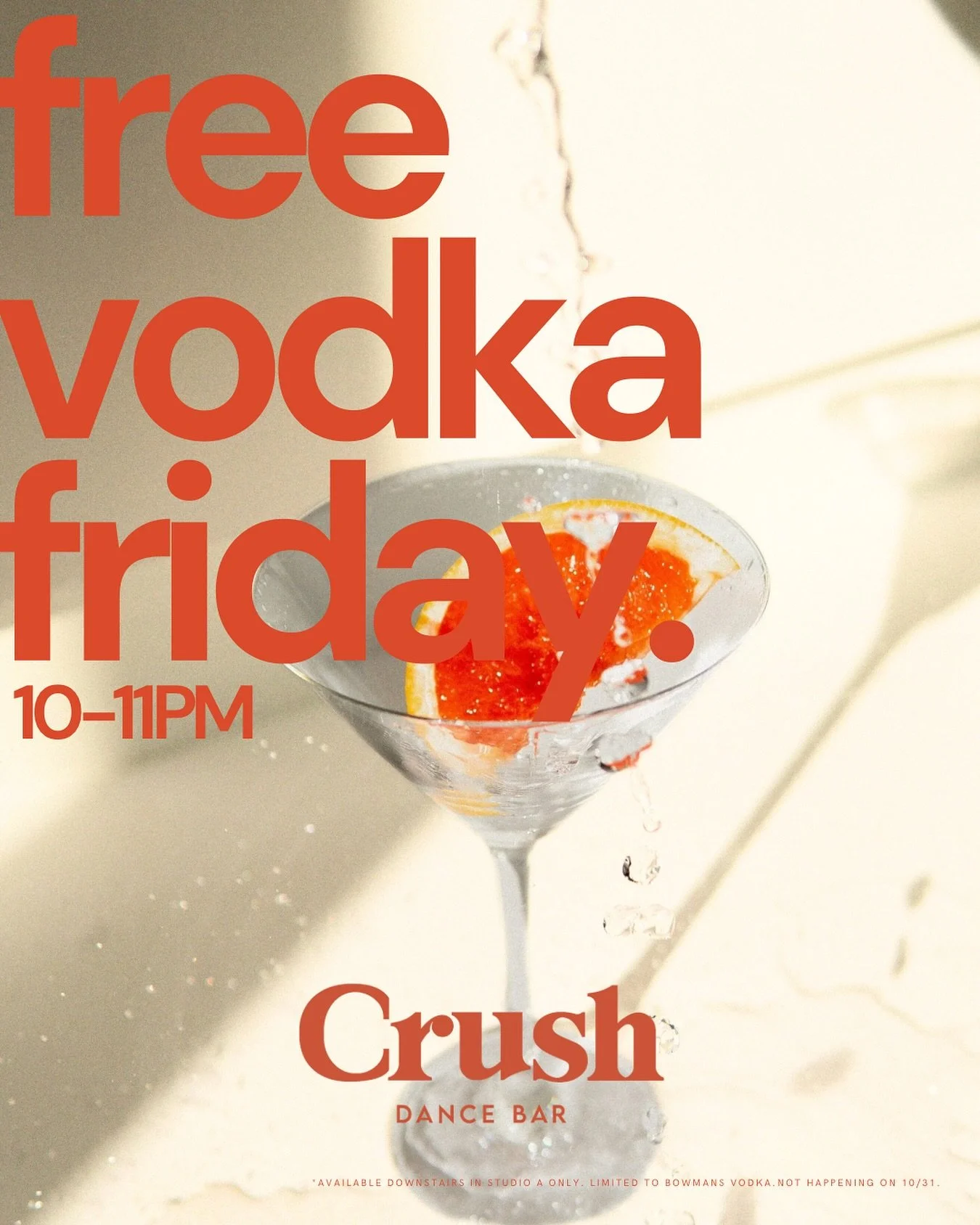 It&rsquo;s Free Vodka Friday and $5 vodka Redbull! 

Free vodka from 10-11PM downstairs in Studio A 🍸 

#crushbardc #pouringitforward #dcnightlife