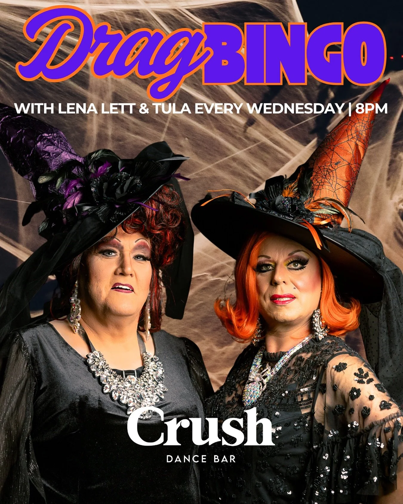 🎃🕸️ Witch, please &mdash; it&rsquo;s BINGO night! 🧙&zwj;♀️💋

Join the queens of the cauldron, @empresslena and @the_lady_tula , every Wednesday at 8PM for a spellbinding round of Drag Bingo!✨

🗓 Every Wednesday | ⏰ 8PM
📍 Crush Dance Bar | 2007 